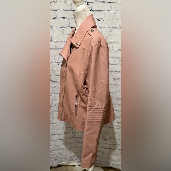 Guess Pink Vegan Leather Motorcycle Jacket - XL - Picture 5 of 8